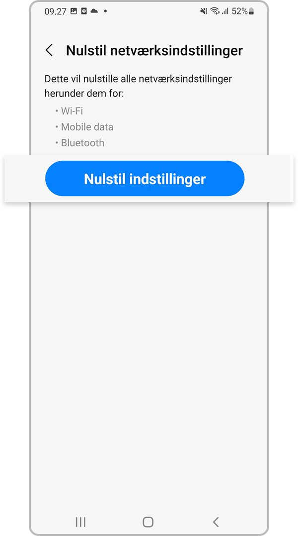 Tryk på Nulstil indstillinger