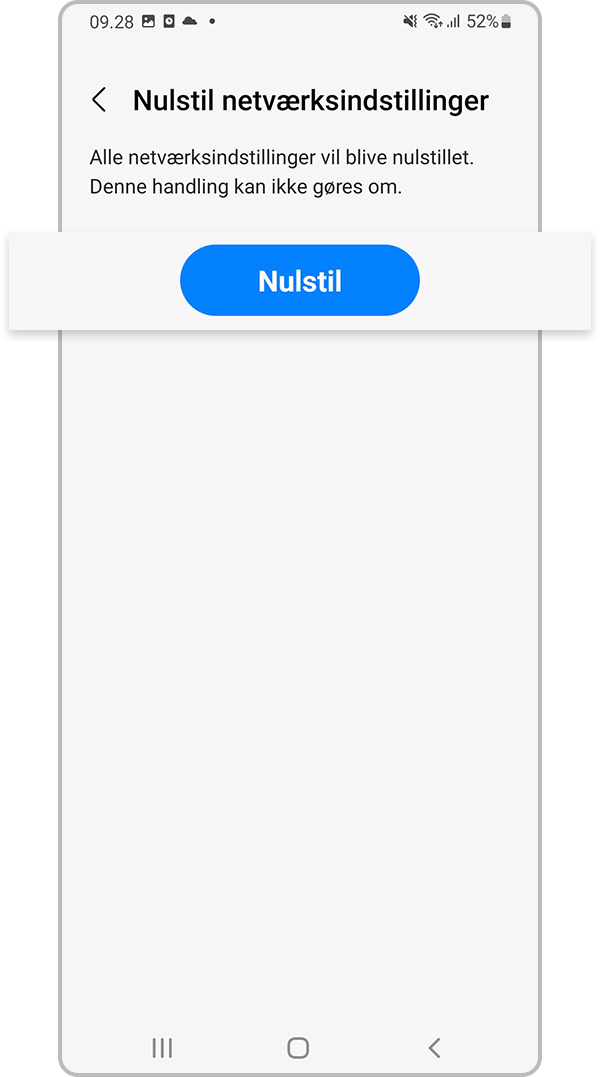 Tjek oplysninger, og tryk på Nulstil