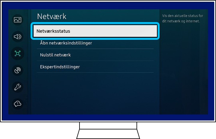 Et Samsung TV viser netværksmenuen.