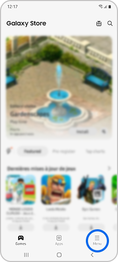 Step 1. Open your “Galaxy Store” app and tap the “Menu” option on the bottom right of the screen.