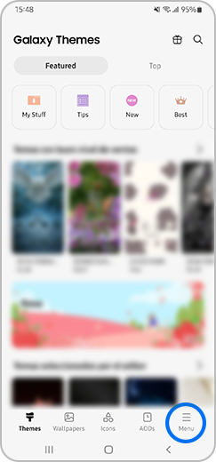 Step 1. Launch Galaxy Themes and tap the bottom right “Menu” icon.