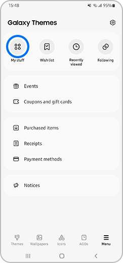 Step 2. In the top of the screen, tap the "My stuff” option.