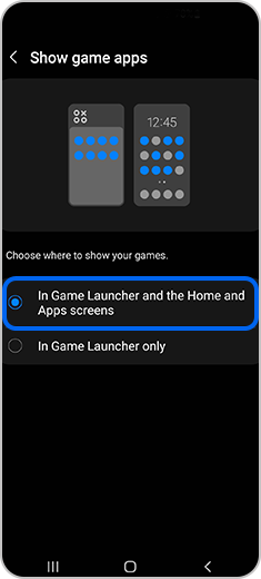 Select “In Game Launcher and the Home and Apps screens".
