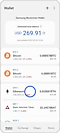 Step 1. Wallet screen with a coin highlighted.