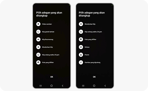 Layar menu pengaturan Sekali Pengambilan.