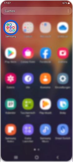 Stap 1. Samsung-map gemarkeerd in het hoofdmenu van de smartphone.