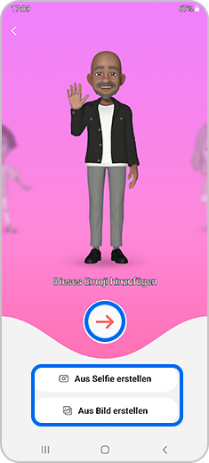 Stap 2. In het menu "aanmaken" tikken op de pijl om verder te gaan en te kiezen om een sticker aan te maken met de camera of op basis van een gemarkeerde afbeelding.