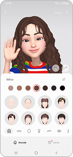3 veiksmas. IR jaustuko lipduko tinkinimo meniu.