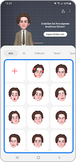 1. AR-Emoji-Stickers werden auf Bildschirm angezeigt.