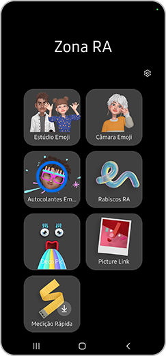 3.º passo. Opção Autocolantes Emoji RA destacada.
