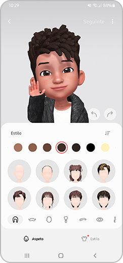 3.º passo. Menu para personalizar o seu Autocolante Emoji RA.