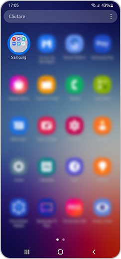 Pasul 1. Folderul Samsung evidențiat în meniul principal al smartphone-ului.