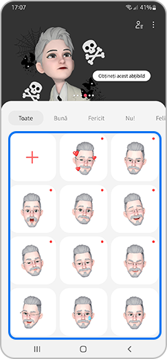 Pasul 1. Abțibilduri emoji AR afișate pe ecran.
