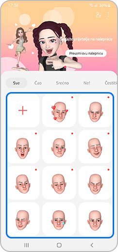 Korak 1. AR nalepnice prikazane na ekranu.