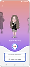 Step 2. The creation menu with an arrow to continue and options to create with camera or from image is highlighted..