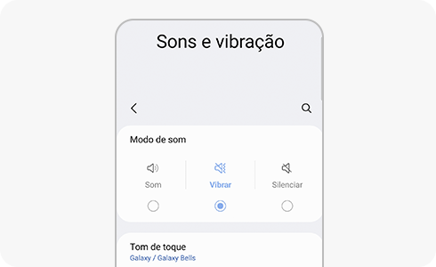 Ecrã da opção "Sons e vibração".