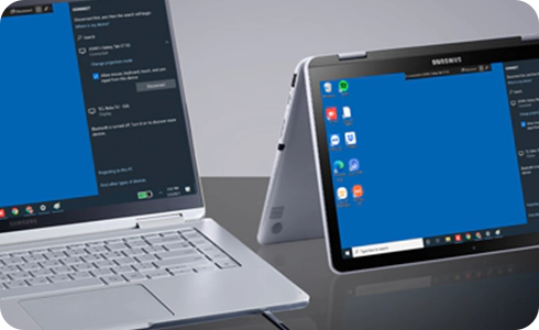 View of a tablet connected to a laptop.