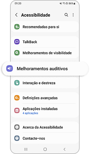 Passo 2. Selecione ”Melhoramentos auditivos”.