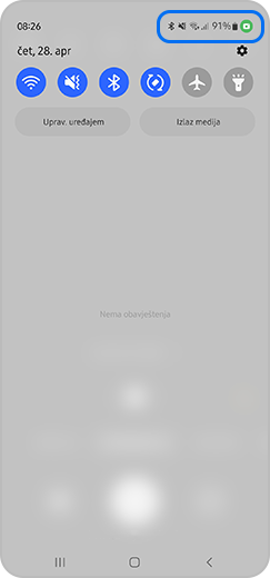 Korak 3. Prikaz menija obavijesti prikazanog tokom poziva sa zelenom tačkom na desnom vrhu ekrana. Dodirnite zelenu tačku.