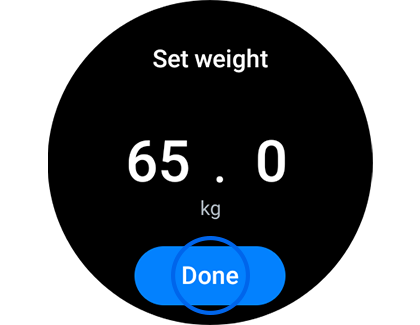 View of Body composition set weight input.
