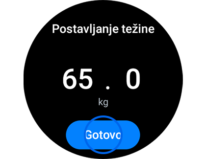 Prikaz unosa težine u značajci Sastav tijela.