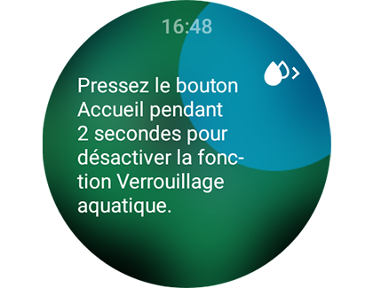 Aperçu de la fonctionnalité de verrouillage dans l'eau avec les instructions pour la désactiver.