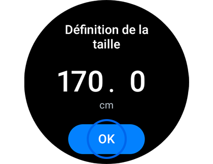 Aperçu de la taille dans Composition corporelle.