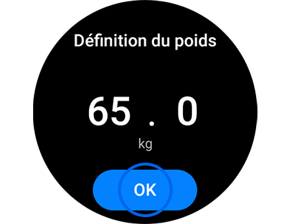 Aperçu de la configuration du poids dans Composition corporelle.