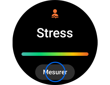 Aperçu de l'option Stress de l'application Samsung Health avec le bouton Mesurer.