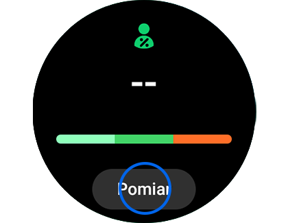Ilustracja przedstawiająca obszar Skład ciała z przyciskiem Dokonaj pomiaru.