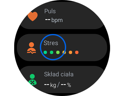 Ilustracja przedstawiająca obszar Stres w aplikacji Samsung Health.
