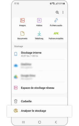 Mes fichiers avec l'option Analyser le stockage.