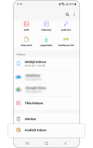 Manu failu skats ar izceltu Analizēt krātuvi.