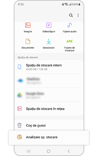 Vizualizarea fișierelor mele cu evidențierea analizei spațiului de stocare.