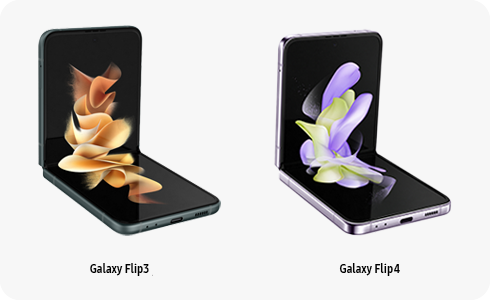 Galaxy Flip3 ja Galaxy Flip4.