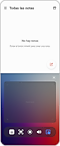 Vista de la pantalla de Samsung Notes con el modo Flex activado. La pantalla de la aplicación principal está en la pantalla superior y el panel táctil del modo Flex está en la pantalla inferior.