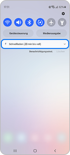 Ansicht eines Quick Panels mit einem Ladehinweis.