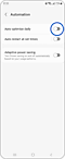 View of the "Automation" screen with the "Auto optimise daily" toggle button highlighted.