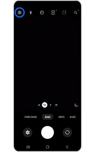 Hình ảnh biểu tượng Cài đặt ứng dụng Máy ảnh trong ứng dụng máy ảnh.