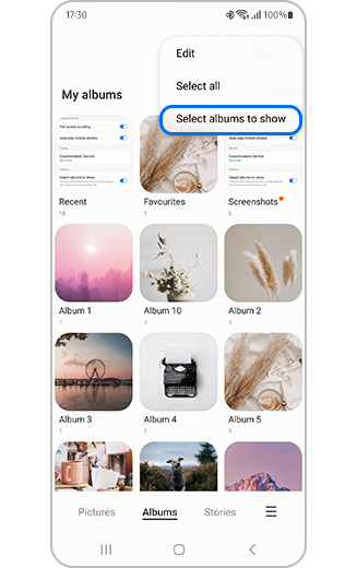 View of Select albums to show feature in more options.