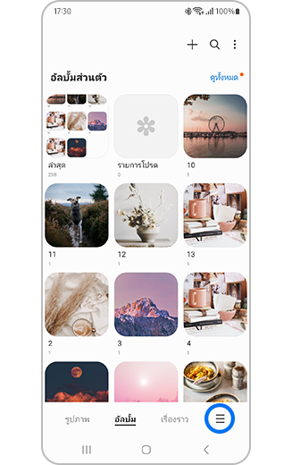 มุมมองไอคอนเมนูแกลเลอรี่ภายใน Gallery