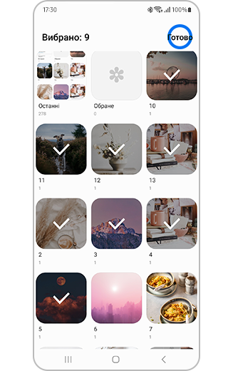 Вигляд альбомів, обраних для відображення в галереї.
