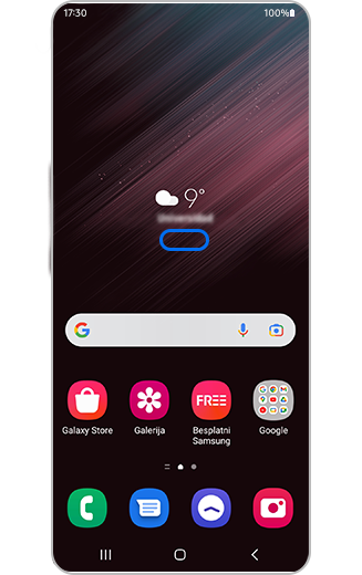 Prikaz ažuriranog widgeta za Vremensku prognozu na početnom zaslonu bez ikone za ručno osvježavanje.