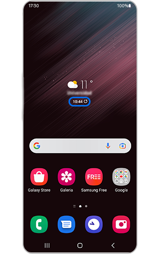 Vista do widget de tempo selecionado no ecrã inicial.