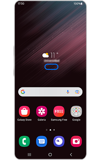 Vista do widget de tempo atualizado no ecrã inicial sem o ícone de atualização manual.