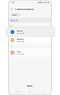 Vista de la lista de contactos y de la opción para seleccionar un contacto de emergencia.