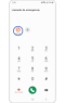 Vista del teclado de marcación de Galaxy con los contactos de emergencia visibles como íconos.