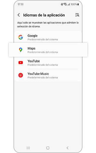 Vista de las aplicaciones disponibles en las que se puede cambiar el idioma.