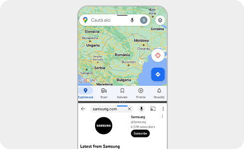 Vizualizare a dispozitivelor Galaxy cu limbi diferite în textul aplicației.