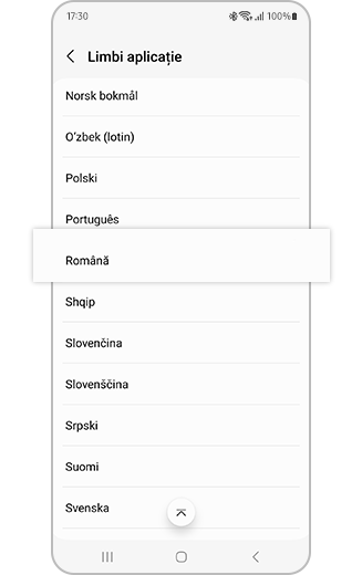 Vizualizarea opțiunilor de selectare a limbii.